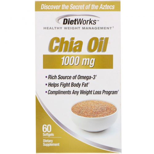 DietWorks, Chia Oil, 1,000 mg, 60 Softgels