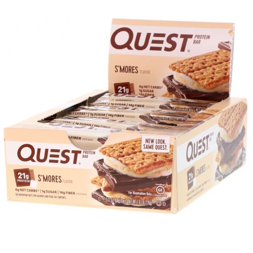 Quest Nutrition, Протеиновые батончики со вкусом зефира, 12 шт по 60 г