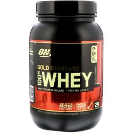 Optimum Nutrition, 100% сыворотка, золотой стандарт, вкусная клубника, 2 фунта (909 г)