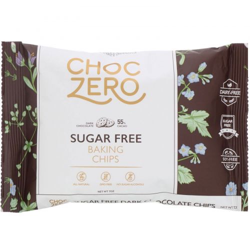 ChocZero, Dark Chocolate Chips, Sugar Free, 7 oz