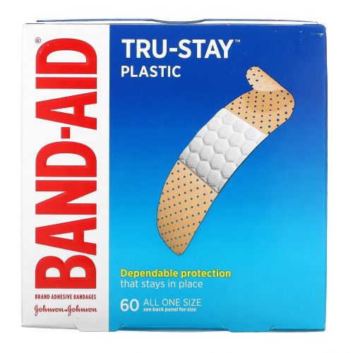 Band Aid, Исключительно клейкие пластыри, пластиковые полоски, 60 пластырей