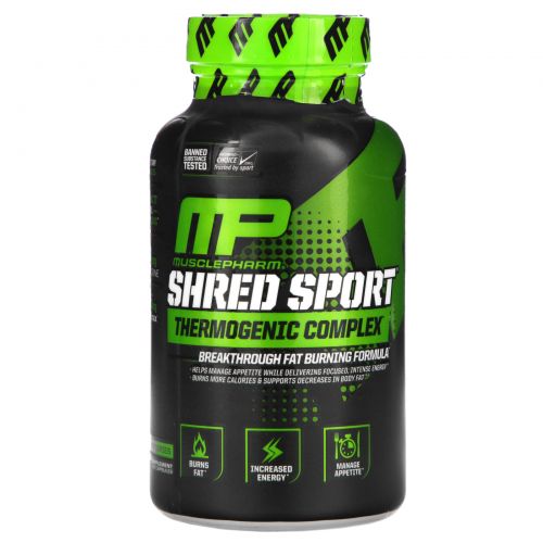 Muscle Pharm, Shred Sport, термогенный комплекс, 60 капсул