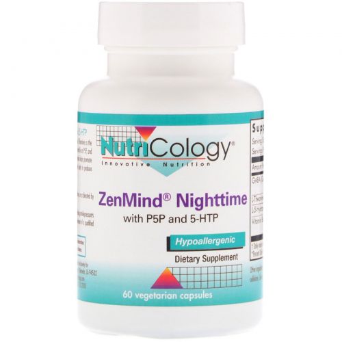 Nutricology, Снотворное ZenMind Nighttime с P5P и 5-HTP, 60 вегетарианских капсул