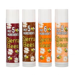 Sierra Bees, Органические бальзамы для губ с разными запахами, 4 шт. в упаковке, 4,25 г каждый