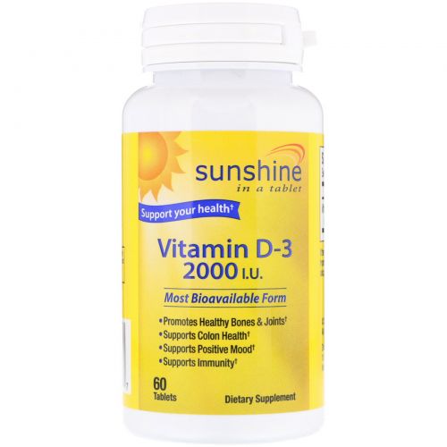 Sunshine, Vitamin D-3, 2000 IU, 60 Tablets