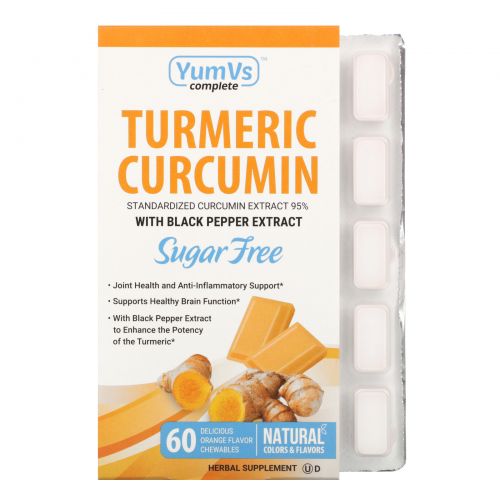 YumV's, Turmeric Curcumin, Orange Falvor, 60 Chewables