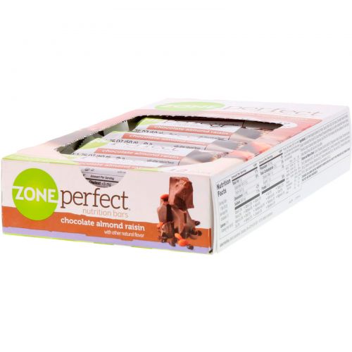 ZonePerfect, Classic, Натуральные Питательные Батончики, Шоколад-Миндаль-Изюм 12 батончиков, 1.76 унции (50 г) каждый