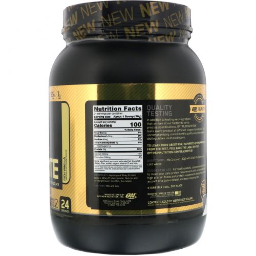 Optimum Nutrition, Gold Standard, 100% Isolate, Rich Vanilla, 1.58 lb (720 g)