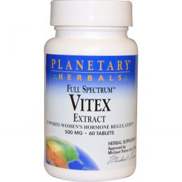Planetary Herbals, Полный спектр, экстракт витекса, 500 мг, 60 таблеток