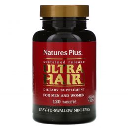 Nature's Plus, Ультра Волосы, устойчивое высвобождение для мужчин и женщин, 120 таблеток