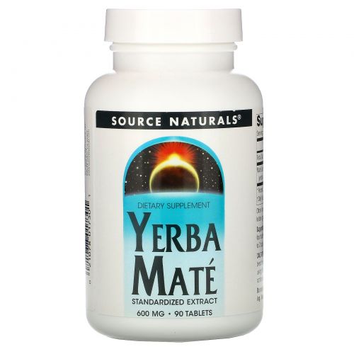 Source Naturals, Парагвайский чай (мате), 600 мг, 90 таблеток