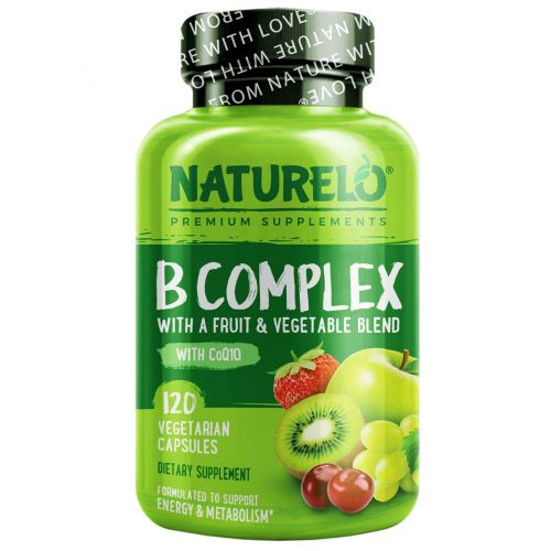 NATURELO, B Complex with Organic Fruits & Veggies, 120 Vegetable Capsules