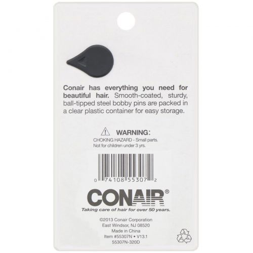 Conair, Однотонные невидимки, черные, 75 шт.