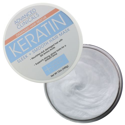 Advanced Clinicals, Keratin,  Sleek + Smooth Hair Mask,  12 oz (340 g)