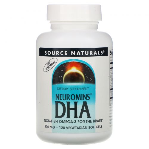 Source Naturals, Докозагексаеновая кислота (DHA) Neuromins, 200 мг, 120 растительных капсул