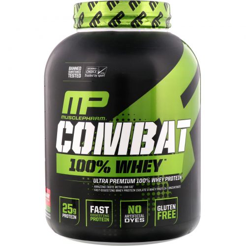 Muscle Pharm, Combat, 100% сывороточный протеин, клубника, 80 унции (2269 г)