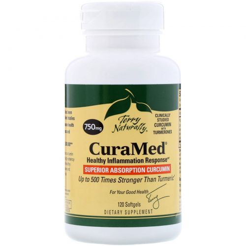 EuroPharma, Terry Naturally, Terry Naturally, CuraMed, 750 мг, 120 мягких желатиновых капсул