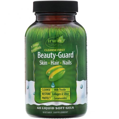 Irwin Naturals, Добавка для омоложения организма Cleanse First Beauty-Guard, 60 желатиновых капсул