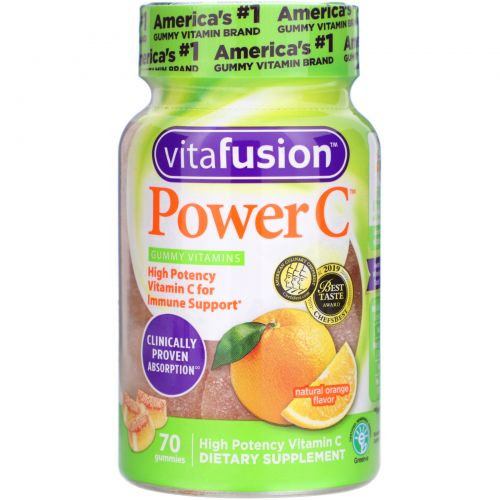 VitaFusion, Power C, высокоэффективный витамин C, натуральный вкус апельсина, 70 жевательных таблеток