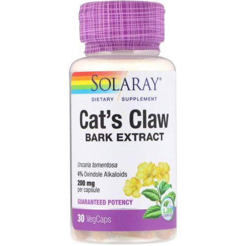 Solaray, Cat's Claw Bark Extract, 200 mg, 30 Vegcaps