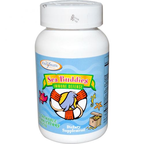 Enzymatic Therapy, Sea Buddies, Защита иммунитета, 60 жевательных таблеток с черникой
