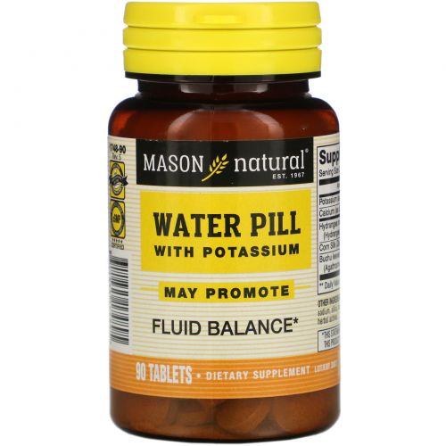 Mason Natural, Водяные таблетки с калием, 90 таблеток