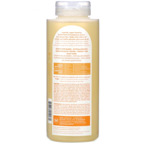 The Honest Company, Everyday Gentle Bubble Bath, Sweet Orange Vanilla, 12.0 fl oz (355 ml)