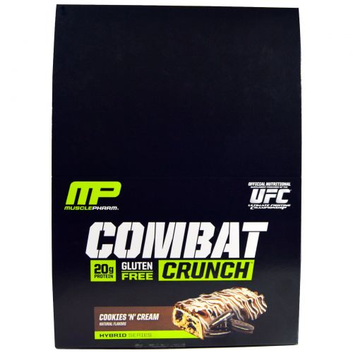 Muscle Pharm, Хрустящие батончики Combat с кремом, 12 батончиков по 2,22 унции (63 г)