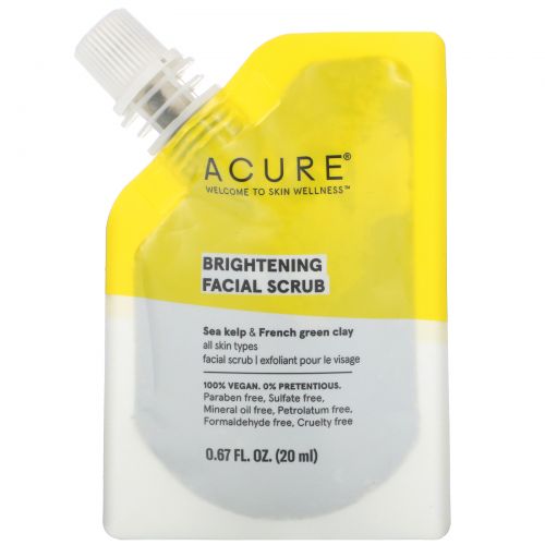 Acure, Brightening Facial Scrub, 0.67 fl oz (20 ml)