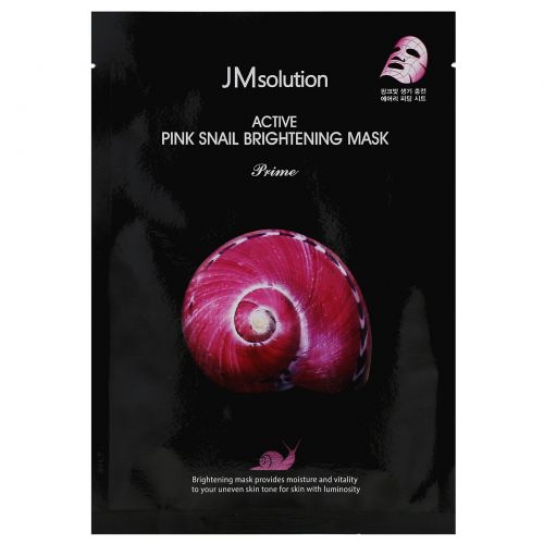 JM Solution, Active Pink Snail Brightening Mask, Prime, 1 Sheet, 30 ml