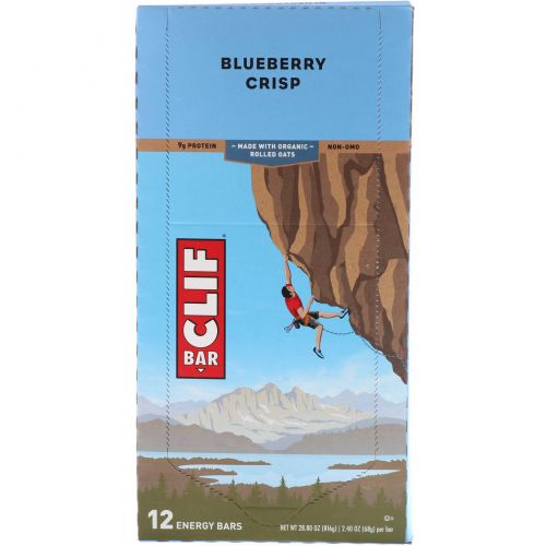 Clif Bar, Energy Bar, Blueberry Crisp, 12 Bars, 2.4 oz (68 g) Each