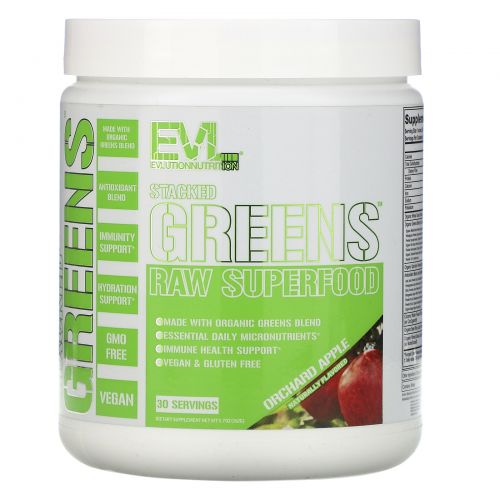 EVLution Nutrition, Stacked Greens Raw Superfood, Orchard Apple, 5.7 oz (162 g)