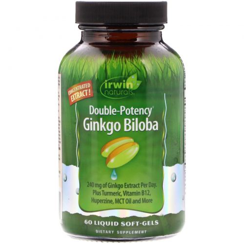 Irwin Naturals, Double-Potency Ginkgo Biloba, 60 Liquid Soft-Gels