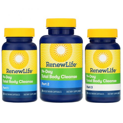 Renew Life, Organic Total Body Cleanse, полноценное 14-дневное очищение организма, программа, состоящая из 3 частей