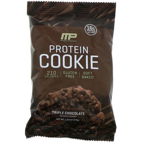 MusclePharm, Протеиновое печенье, вкус «Тройной шоколад», 12 шт., 52 г каждое