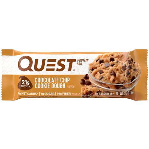 Quest Nutrition, QuestBar, Protein Bar, Chocolate Chip Cookie Dough, 12 Bars, 2.1 oz (60 g) Each