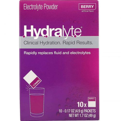 Hydralyte, Clinical Hydration, Electrolyte Powder, Berry, 10 packets 0.17 oz (4.9 g) Each