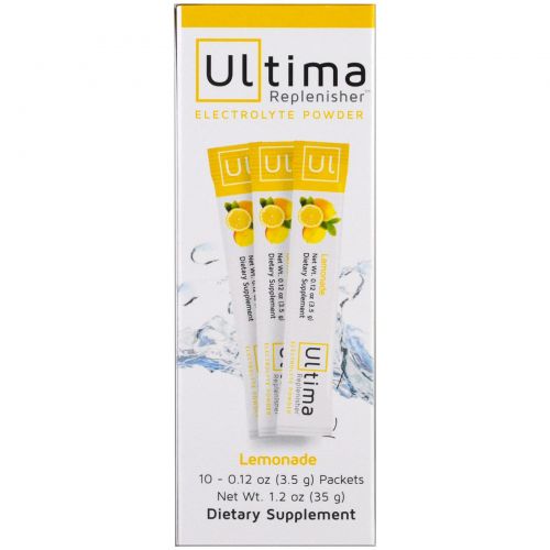 Ultima Replenisher, Электролит в порошке, Лимонад, 10 пакетов, 0,12 унции (3,5 г) каждый