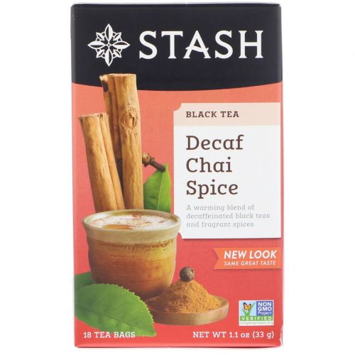 Stash Tea, Чай высшего сорта без кофеина, чай с пряностями, 18 чайных пакетиков, 1,1 унции (33 г)