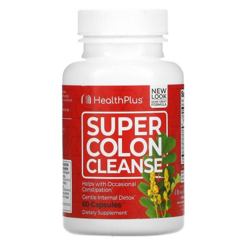 Health Plus Inc., Super Colon Cleanse, средство для очистки кишечника, 500 мг, 60 капсул