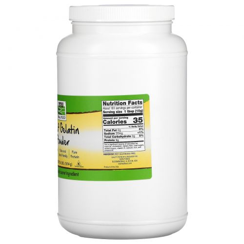 Now Foods, Желатин говяжий, порошок, 4 фунта (1814 г)