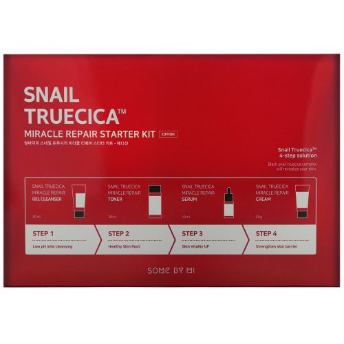 Some By Mi, Snail Truecica Miracle Repair Starter Kit, 4 Piece Kit