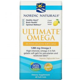 Nordic Naturals, Ultimate Omega, превосходный лимонный вкус, 1000 мг, 60 шт.