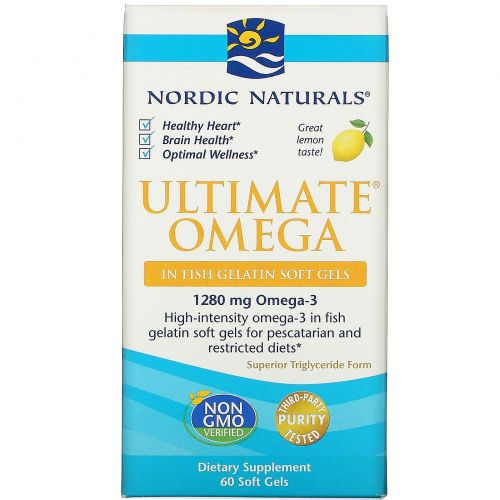 Nordic Naturals, Ultimate Omega, превосходный лимонный вкус, 1000 мг, 60 шт.