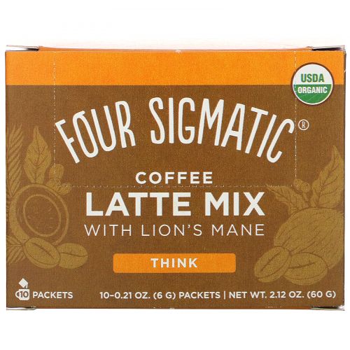 Four Sigmatic, Mushrooms Coffee Latte Mix, 10 Packets, 0.21 oz (6 g) Each