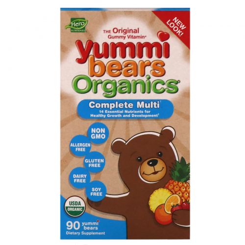 Hero Nutritional Products, Yummi Bears Organics, мультивитамины, 90 шт.