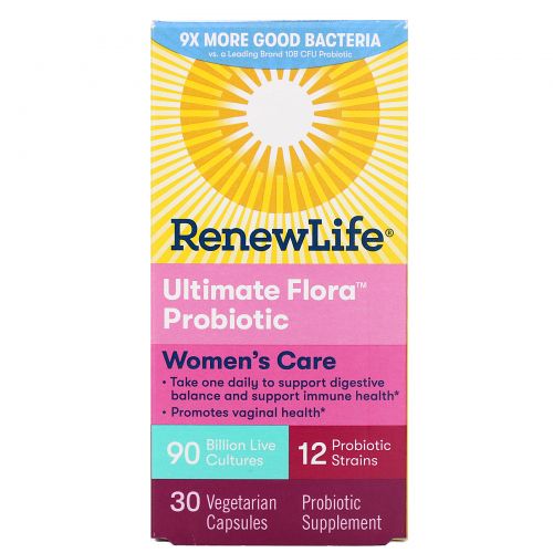 Renew Life, Ultimate Flora, полный комплекс для женщин, 90 миллиардов, 30 вегетарианских капсул