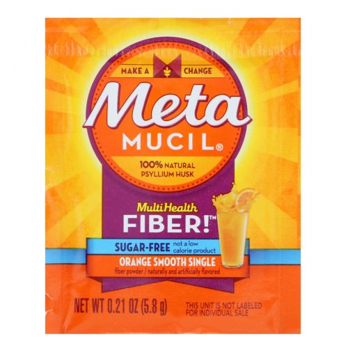 Metamucil, 4 in 1 MultiHealth Fiber Powder Packets, Sugar Free, Orange Smooth Singles, 30 Packets, 0.21 oz (5.8 g) Each