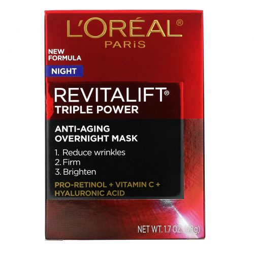 L'Oreal, Revitalift Triple Power, интенсивная антивозрастная ночная маска, 48 г