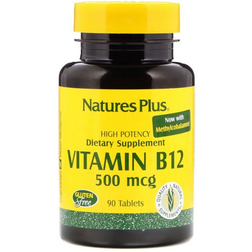 Nature's Plus, Витамин B-12, 500 мкг, 90 таблеток